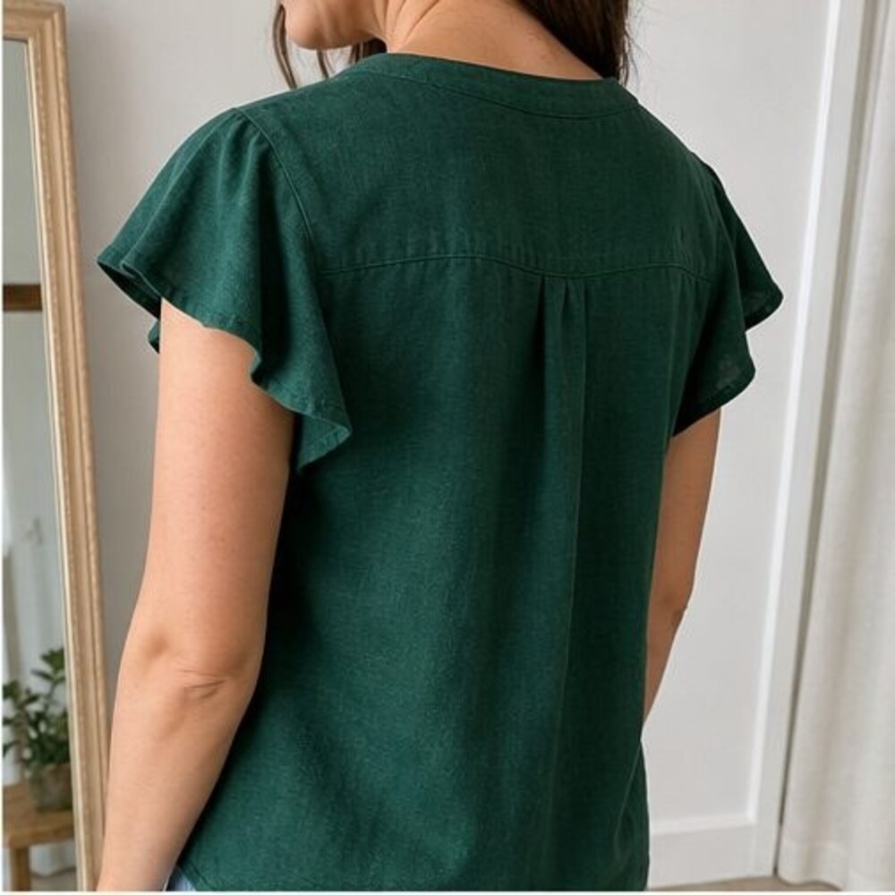 Emerald Button Blouse - Picture 3 of 6